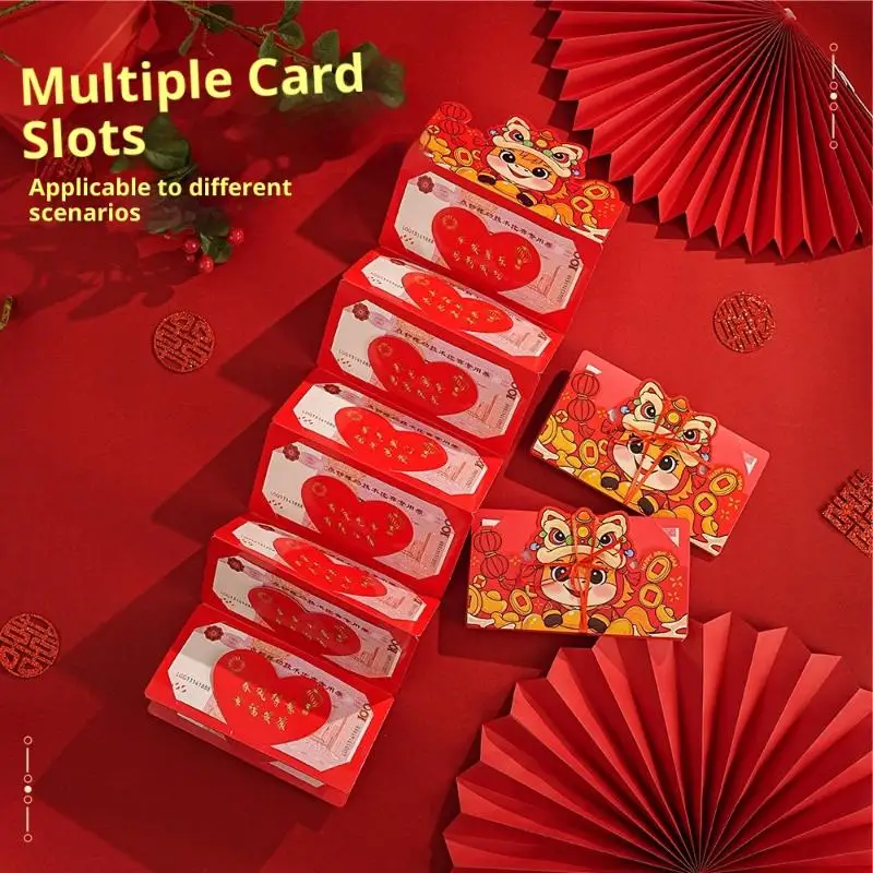 

1Pc 2026 Year Of The Horse Red Envelope 2/6/10/20 Slot Card Folding Hongbao Chinese Lunar New Year Paper Luck Red Cash Envelopes