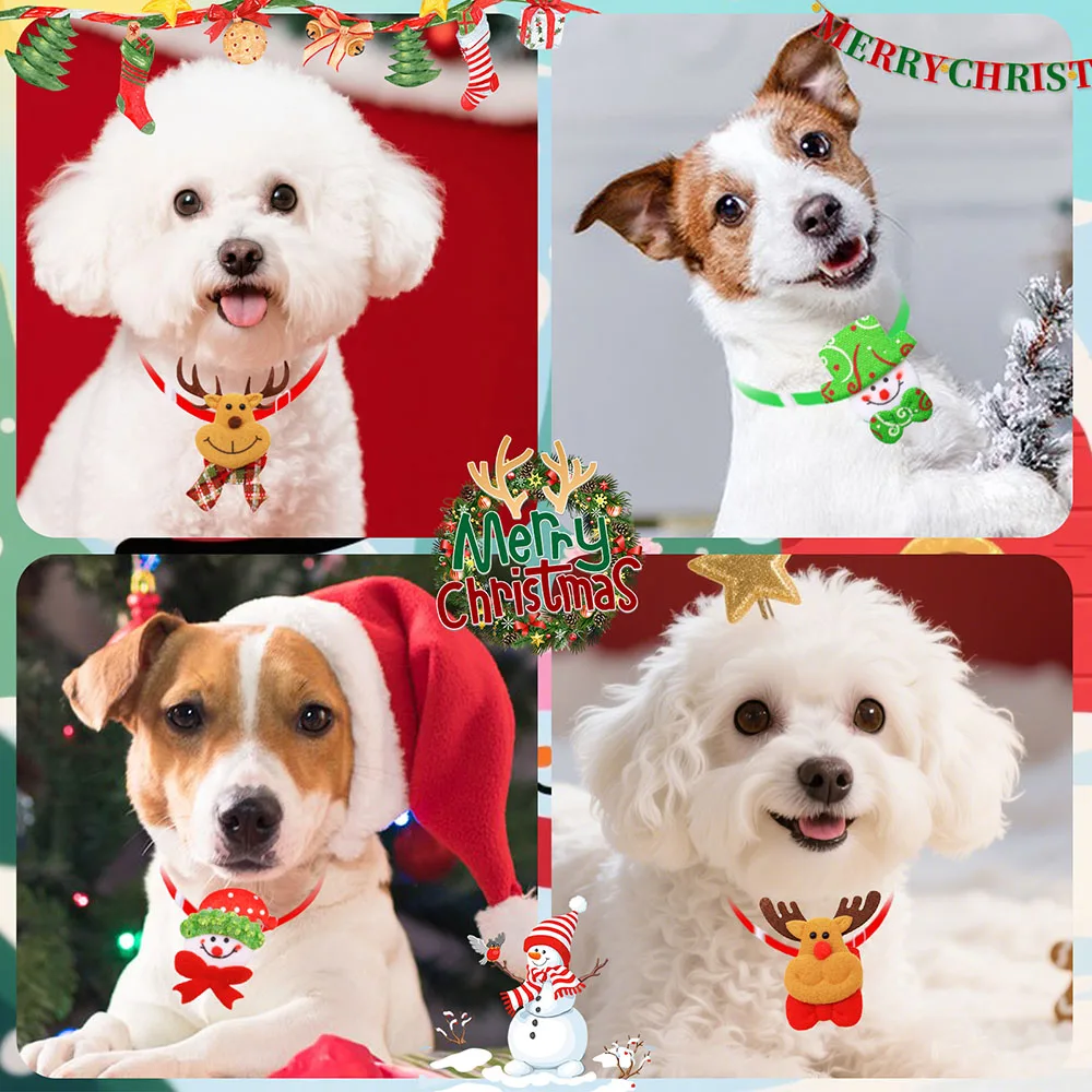 20/40PCS New Dog Bow Ties Cartoon Snowman Elk Decorate Adjustable Dog Bowties For Christmas Pet Grooming Accessories For Dogs