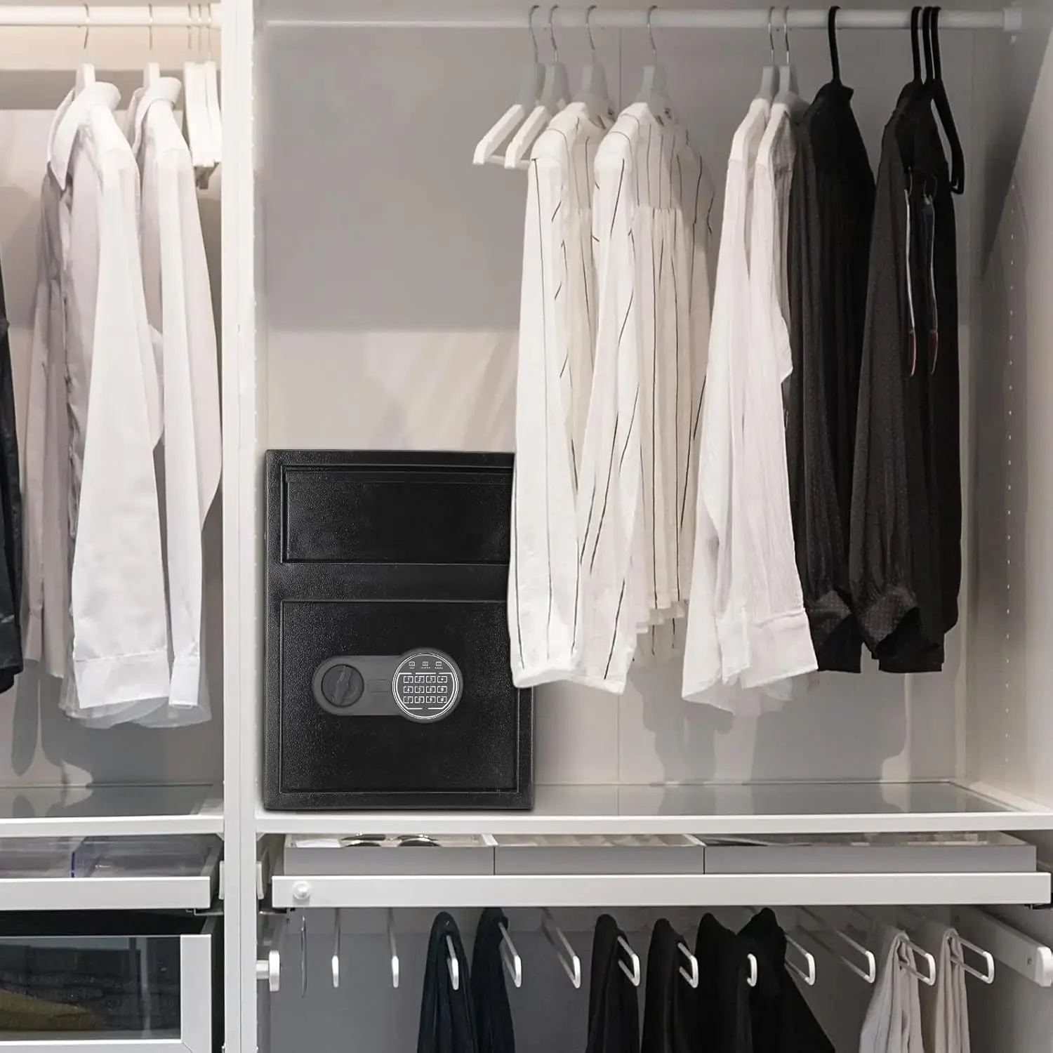 Depository Safe Digital Safe with Keypad, Locking Drop Box with Slot, Metal Lock Box with Two Emergency Keys for Your Valuables