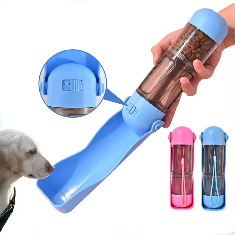 ECO Friendly Portable Feeder 3-in-1 Dog Drinker Plastic Pet Dog Travel Water Bottle Cup with Food Container and Poop Bag