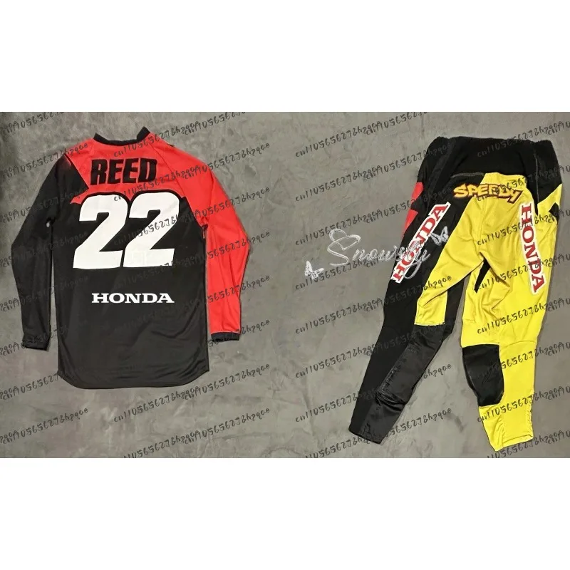 

Honda Official Race Uniform Motorcycle #22 REED Outdoor Cycling Long Sleeve And Pant Autumn Men Jersey Oversized Breathable Set