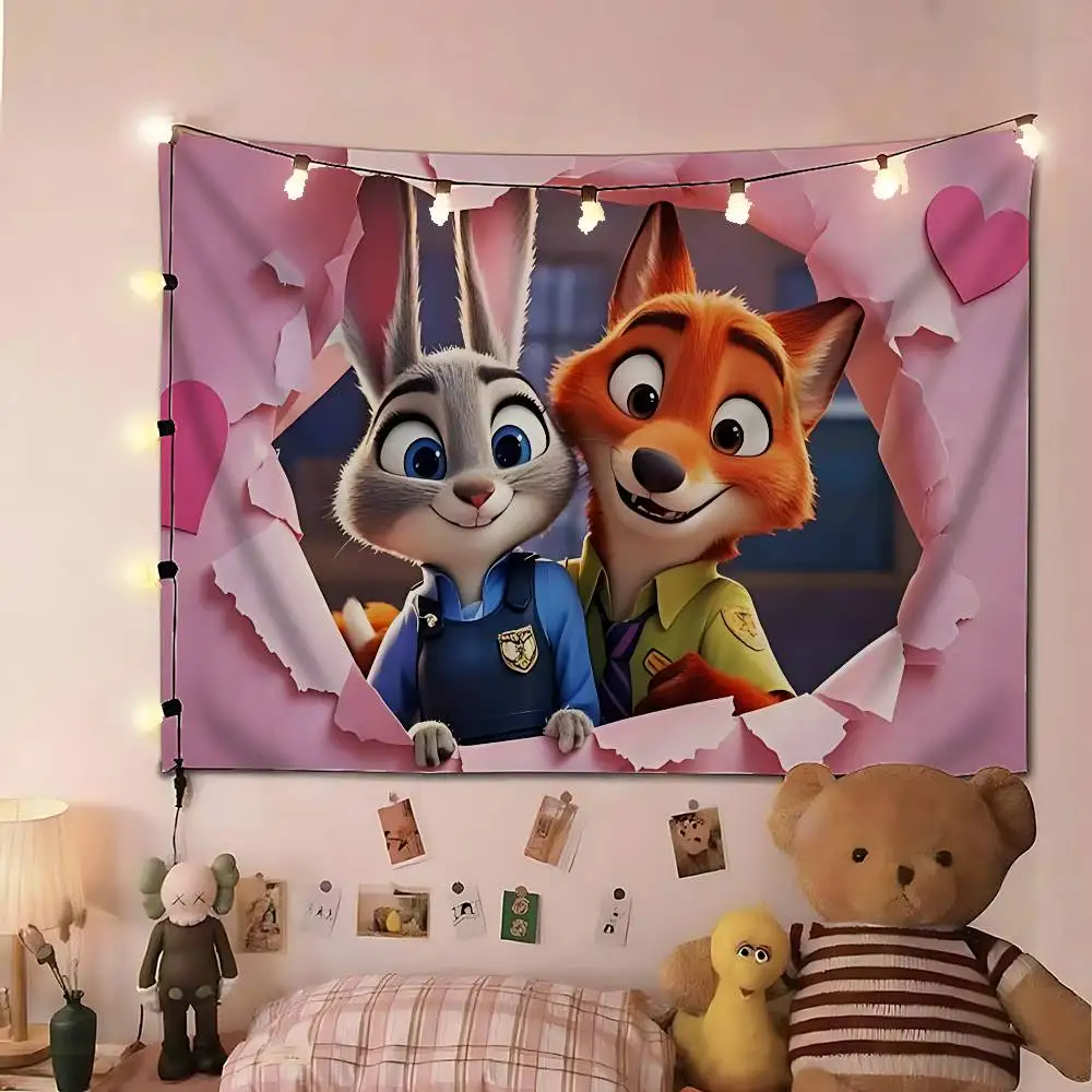 Anime Z-zootopia-S Cute Tapestry Customizable Tapestries Of Various Styles,wall Hangings, Celebrity Photo Printing,wall Hangings