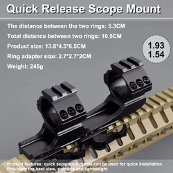 QD Mount Ar15 Ak 47 Bracket For Quick Release One Piece Scope Mount 25.4mm/30mm Dual Rings Cantilever Picatinny Aluminum