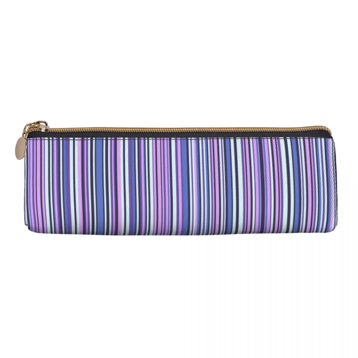 Stylish Striped Pencil Case Colorful Lines Print Large Pencil Pouch Girls Boys PU Leather Retro School Pencil Cases Supplies