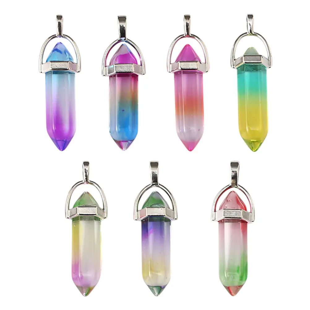 

7pcs Colorful Gradient Glass Pendant Charms Jewelry Accessories Necklace Bracelet Earring DIY Making Kits Premium Material