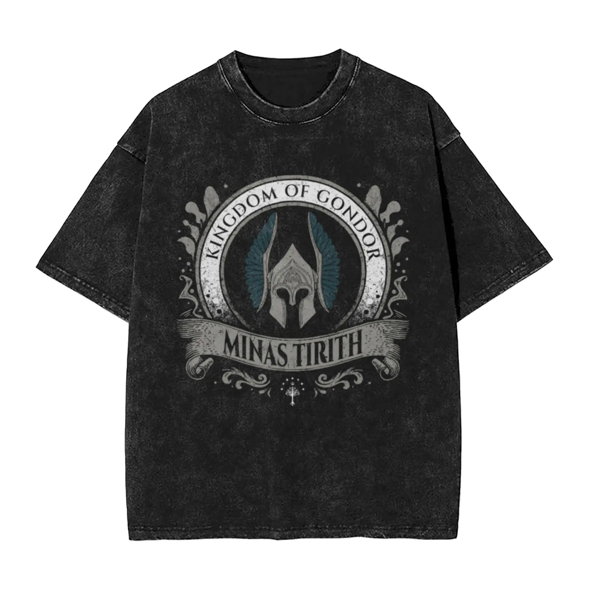 MINAS TIRITH - GRUNGE EMBLEM  Classic Comfort A Washed T Shirt Men's Women's Oversized Cotton Tees Tops