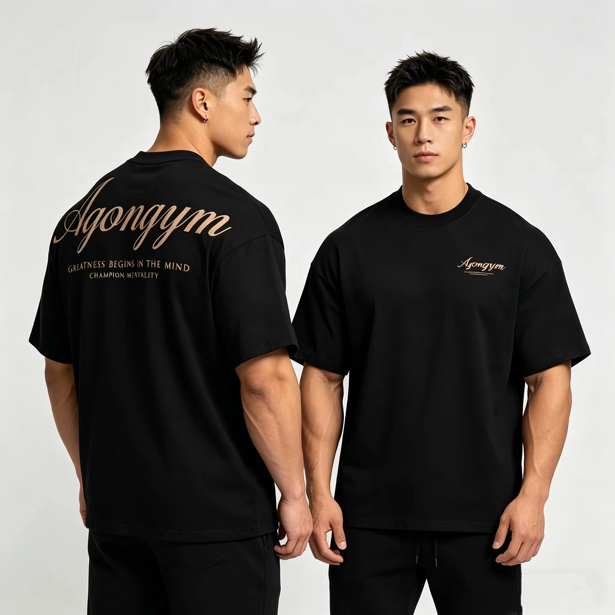 New 2026 Fitness T-Shirt Oversize Gym Running Sport T-shirt Cotton Men Women Summer Luxury Brand  Retro Loose Tee Unisex