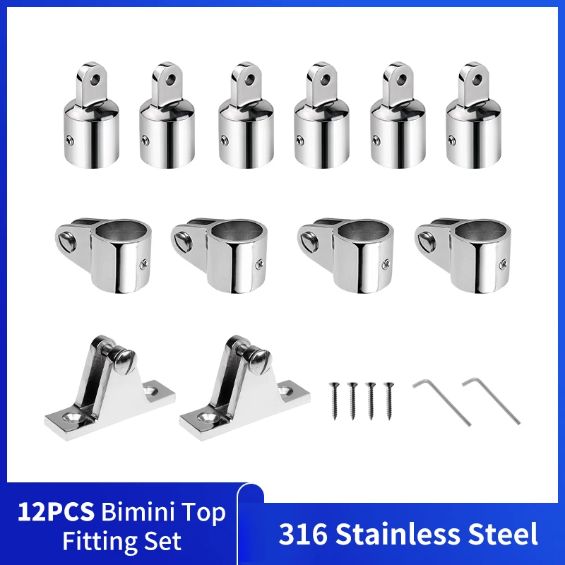 

Alastin 12 PCS Marine 316 Stainless Steel Bimini Top Hardware Fitting Set Deck Hinge Jaw Slide Eye End Fitting