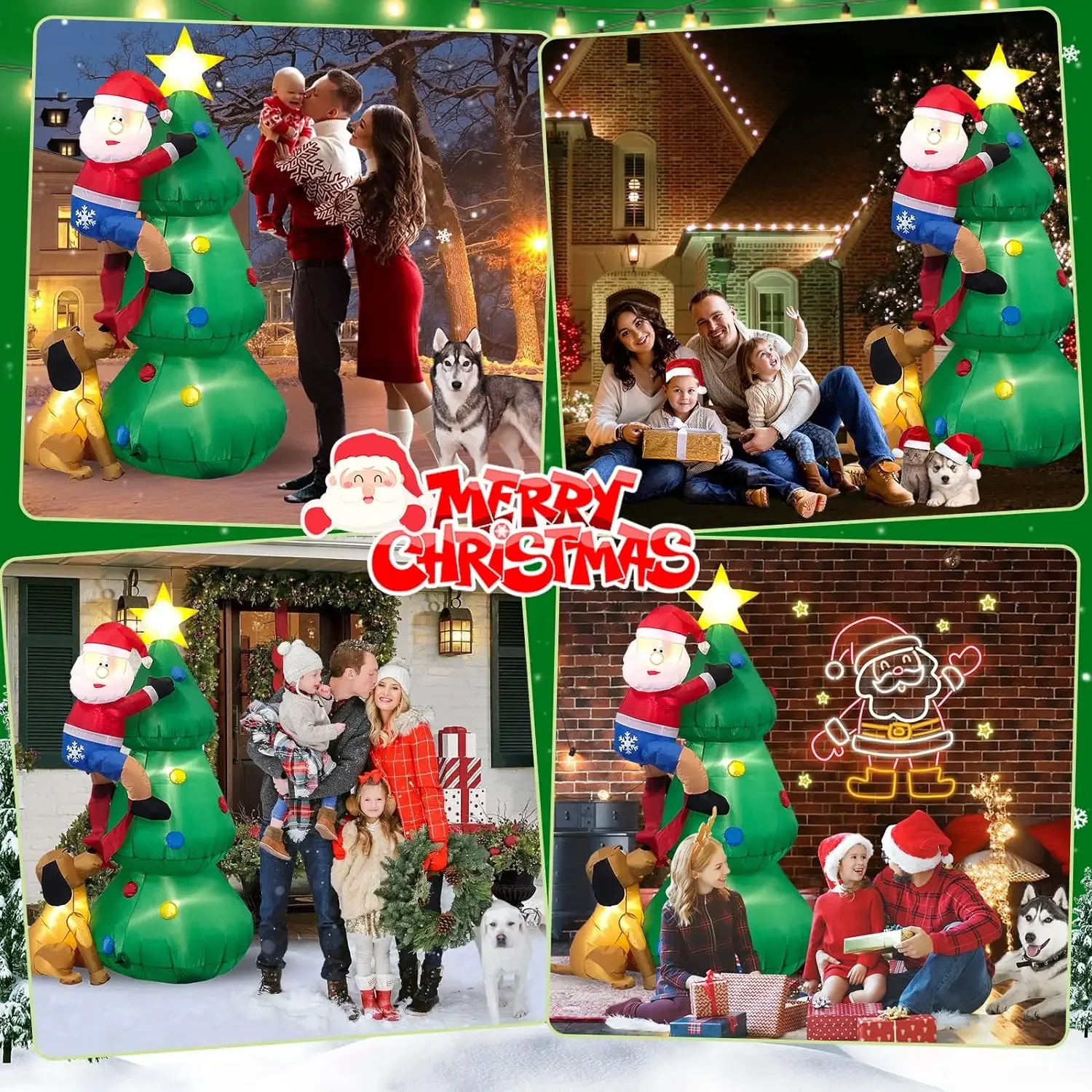 Christmas Inflatable Decoration Toy Inflatable Tree Model Built-in LED Lights Outdoor Ornament Xmas Party New Year Garden Decor