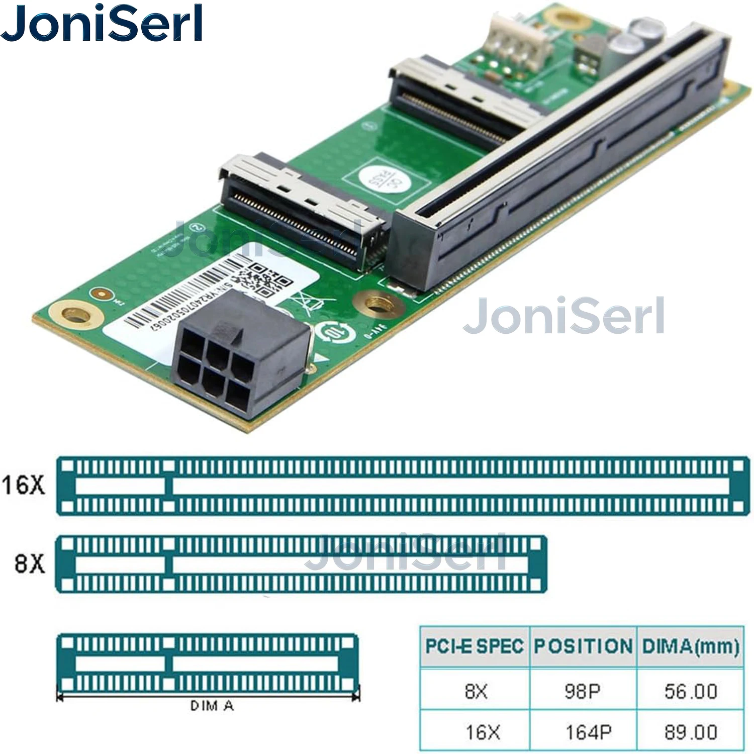 JonISerl Dual MCIO 8i Mini Cool Edge IO SFF-TA-1016 to PCIE5.0 PCI-Express 16x VROC Adapter for Mainboard SSD Graphics Card