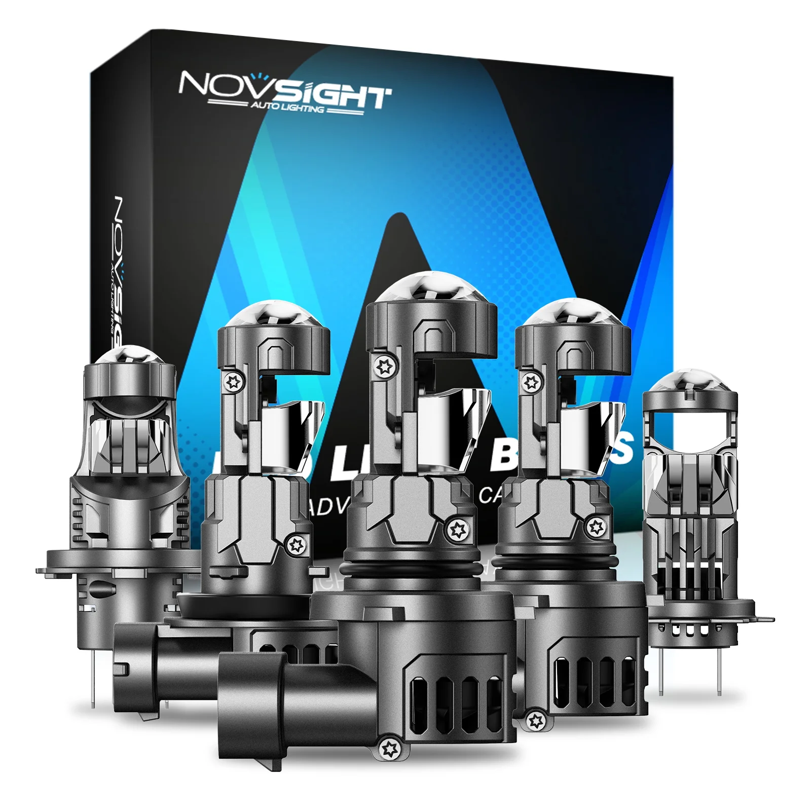 Novsight T19 9005 HB3 H7 H11 H4 9003 HB2 9006 HB4 LED Headlight Bulb 80W 6500K Super Bright LED Lights for Car High/Low Beam