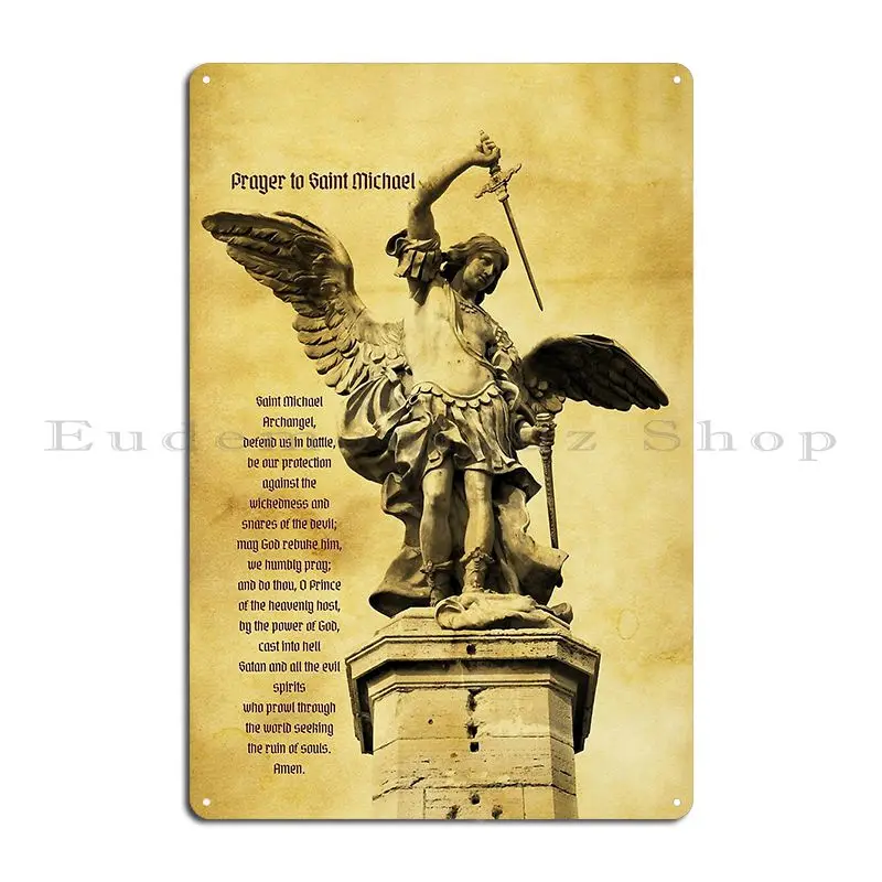 Saint Michael St Michael The Archangel Archangel Metal Plaque Bar Living Room Create Retro Wall Mural Tin Sign Poster