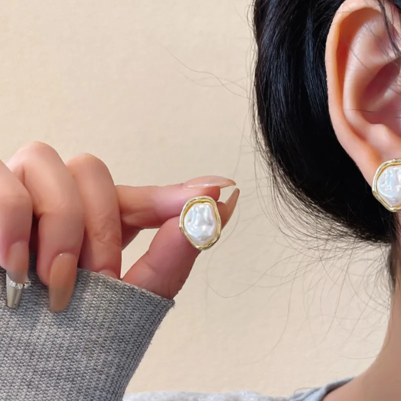 غير متناظرة شكل هندسي فو اللؤلؤ وأقراط للنساء بسيطة الحلو القرط ارتداء اليومي هدايا مجوهرات الحفلات