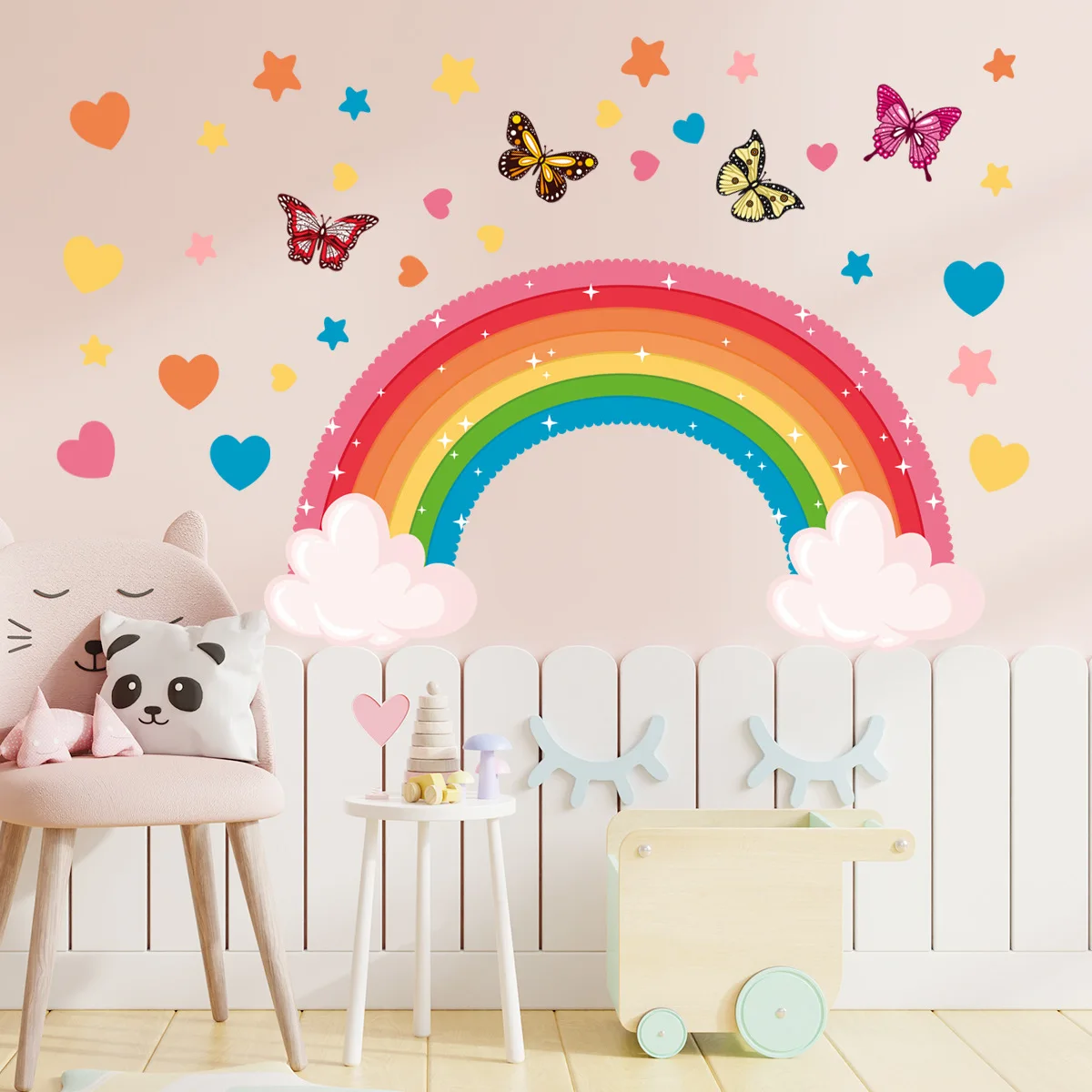 Butterfly Star Love Wall Stickers Living Room Bedroom Children's Room Kindergarten Rainbow Decorative Wall Stickers