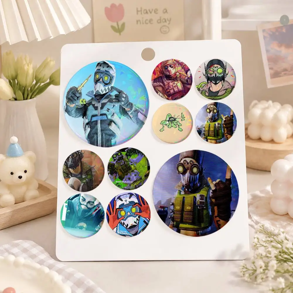 A-Octane Cool Apex Legends Cartoon Round Brooches On Backpack Jacket Acrylic Button Pins Collection Gifts