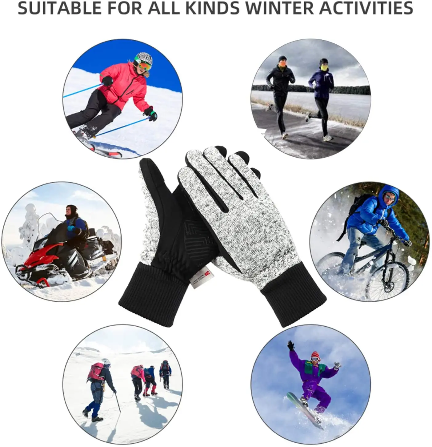 Winter Gloves -20℉ Thinsulate Thermal Gloves Cold Weather Warm Gloves Running Gloves Touchscreen Bike Gloves for Men Women