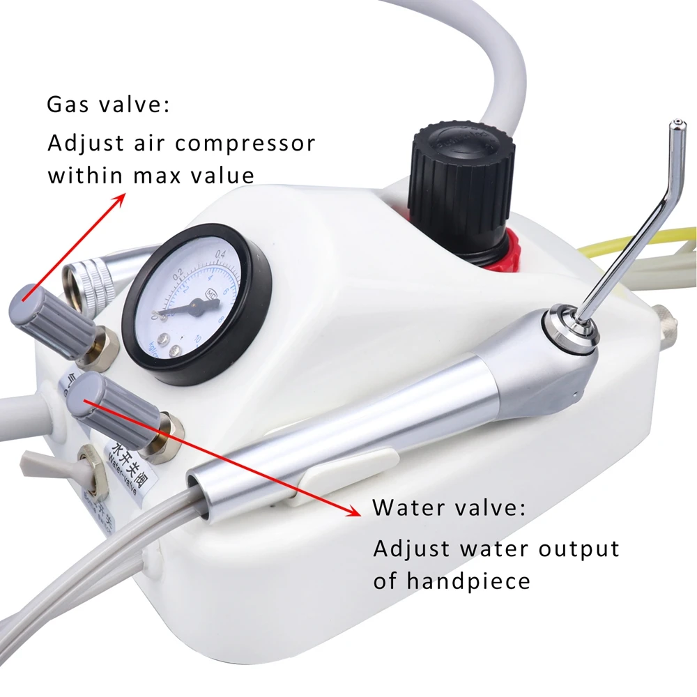 JUMTOP Portable Dental Turbine Unit Work With Air Compressor 3 Way Syringe Plastic Shell Dentistry Equipment 2/4 Hole