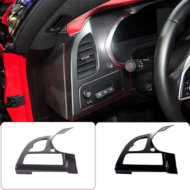 For Chevrolet Corvette C7 2014-19 ABS Carbon Fiber Car Driver's Seat Side Air Conditioner Outlet Cover Stickers Car Accessories