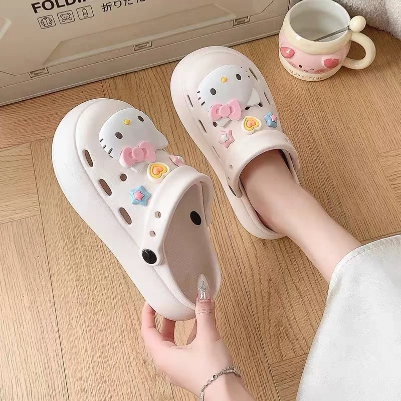 

New Internet Celebrity Sweet Cute Cartoon KT Cat Hole Shoes Accessories DIY Hello Kitty Shoes Charm Gifts For Girls Christmas