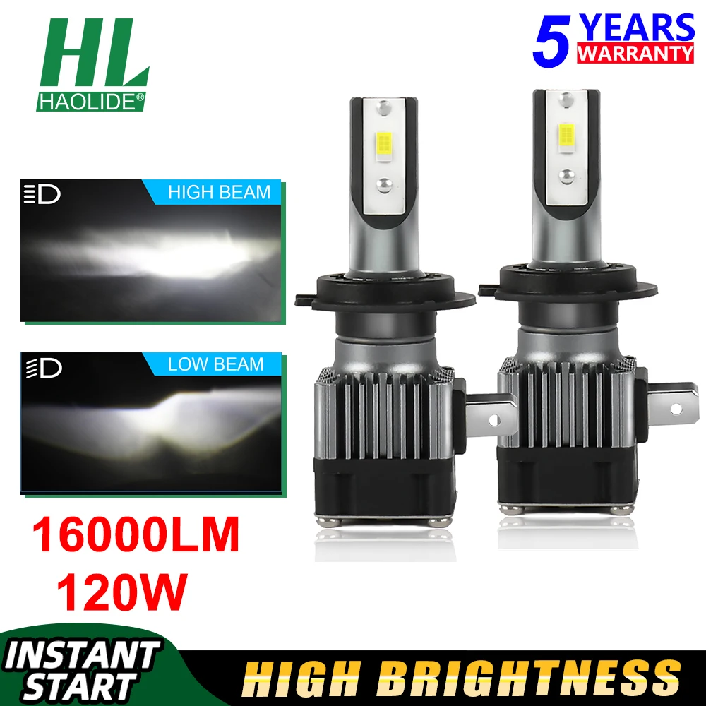 

HAOLIDE 16000LM H4 H7 Led Canbus Mini Car Headlight Bulbs H1 H3 9005 HB3 9006 HB4 6000K White Turbo Fog Light 12V H11 Led Light