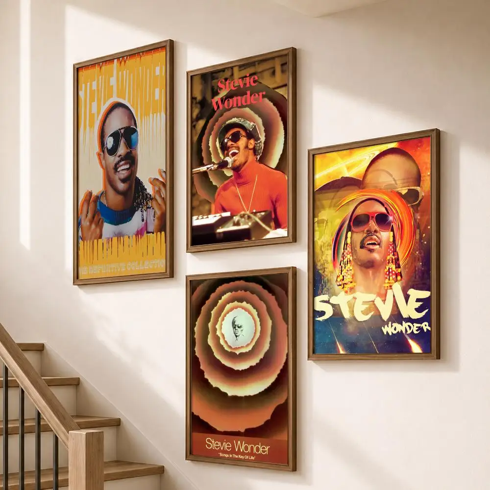 Music Soul Legend Stevie Wonder Motown Poster HD Self Adhesive Wall Decor for Bedroom Dorm Room Office Gaming Room Gift
