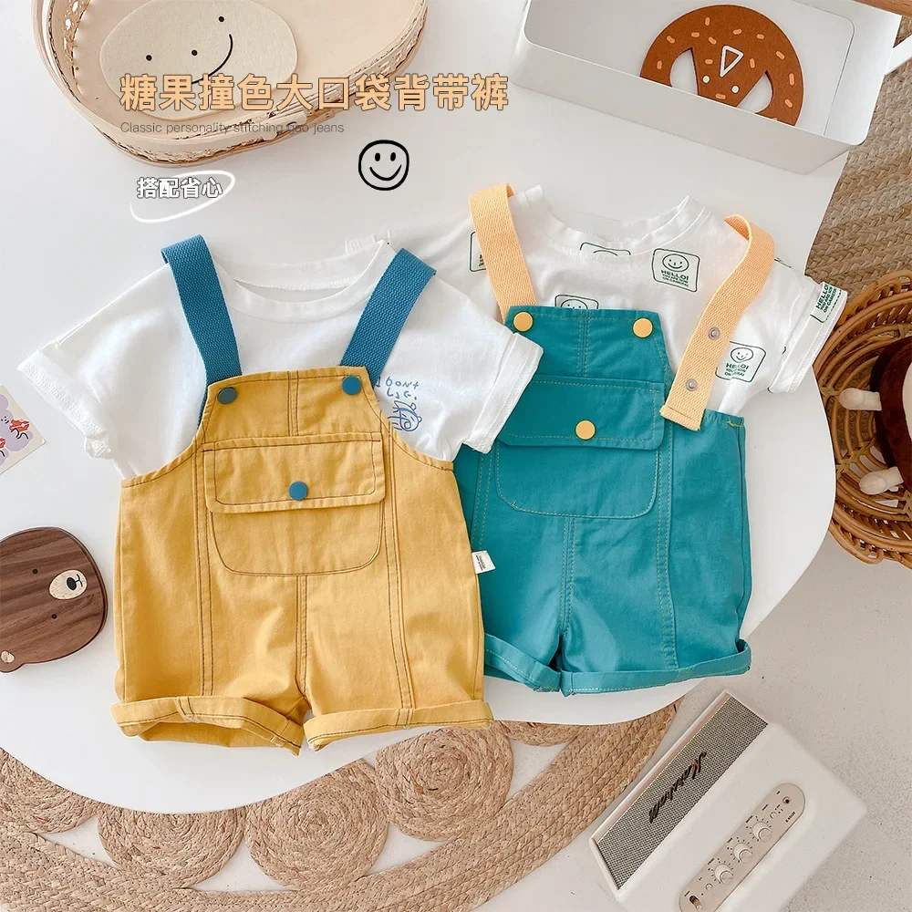 

Summer Newborn Baby Boy Overalls Daily Toddlers Pants Suspender Straps Pants Baby Clothes For Boy Girl Kid Clothing