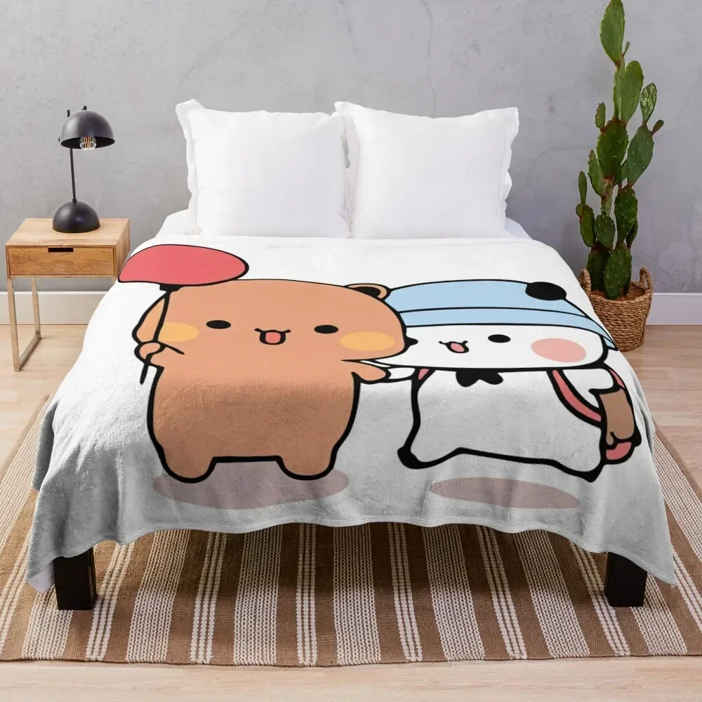 

PANDA BEAR, bubu and dudu hugs love balloon Throw Blanket