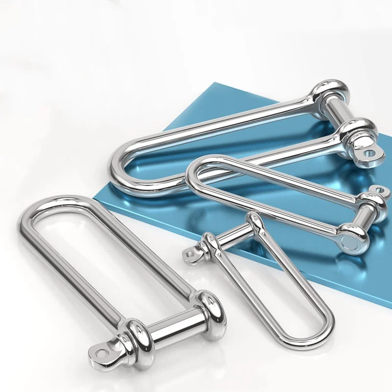 

304 Stainless Steel Long D Shackle Load Clamp MM4 M5 M6 M8 M10for Chains Wirerope Lifting Paracord Outdoor Camping Survival Rope