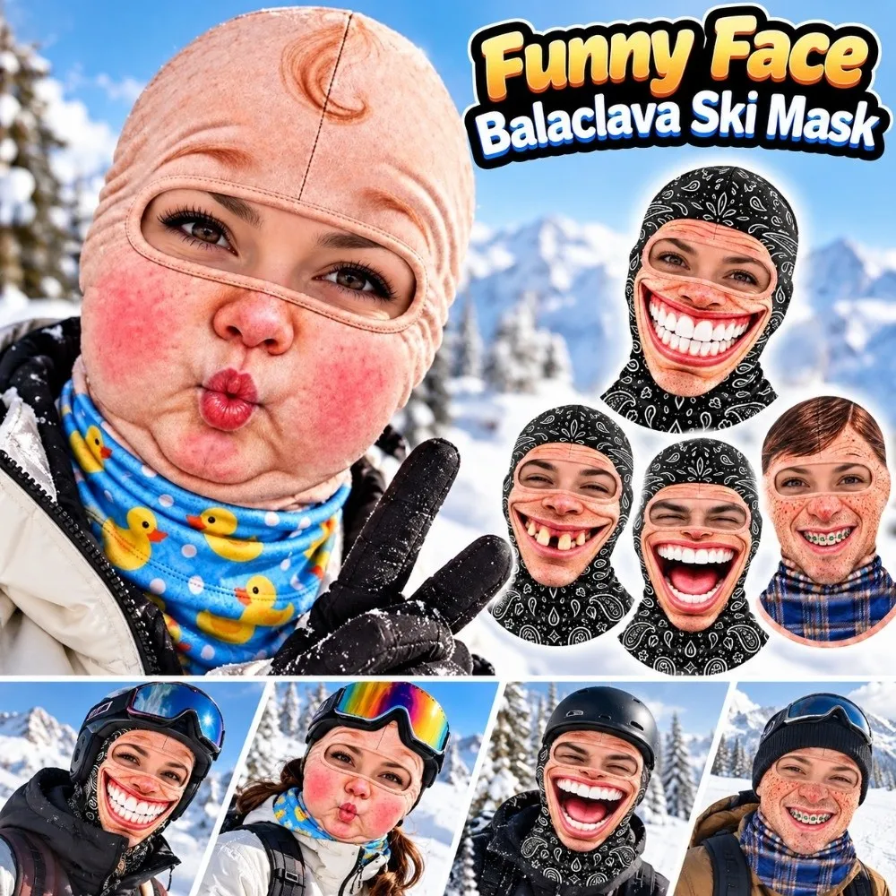 3D Face Print Old Man Balaclava Face Mask Realistic Windproof Funny Ski Mask Breathable Full Coverage Ski Mask Hood