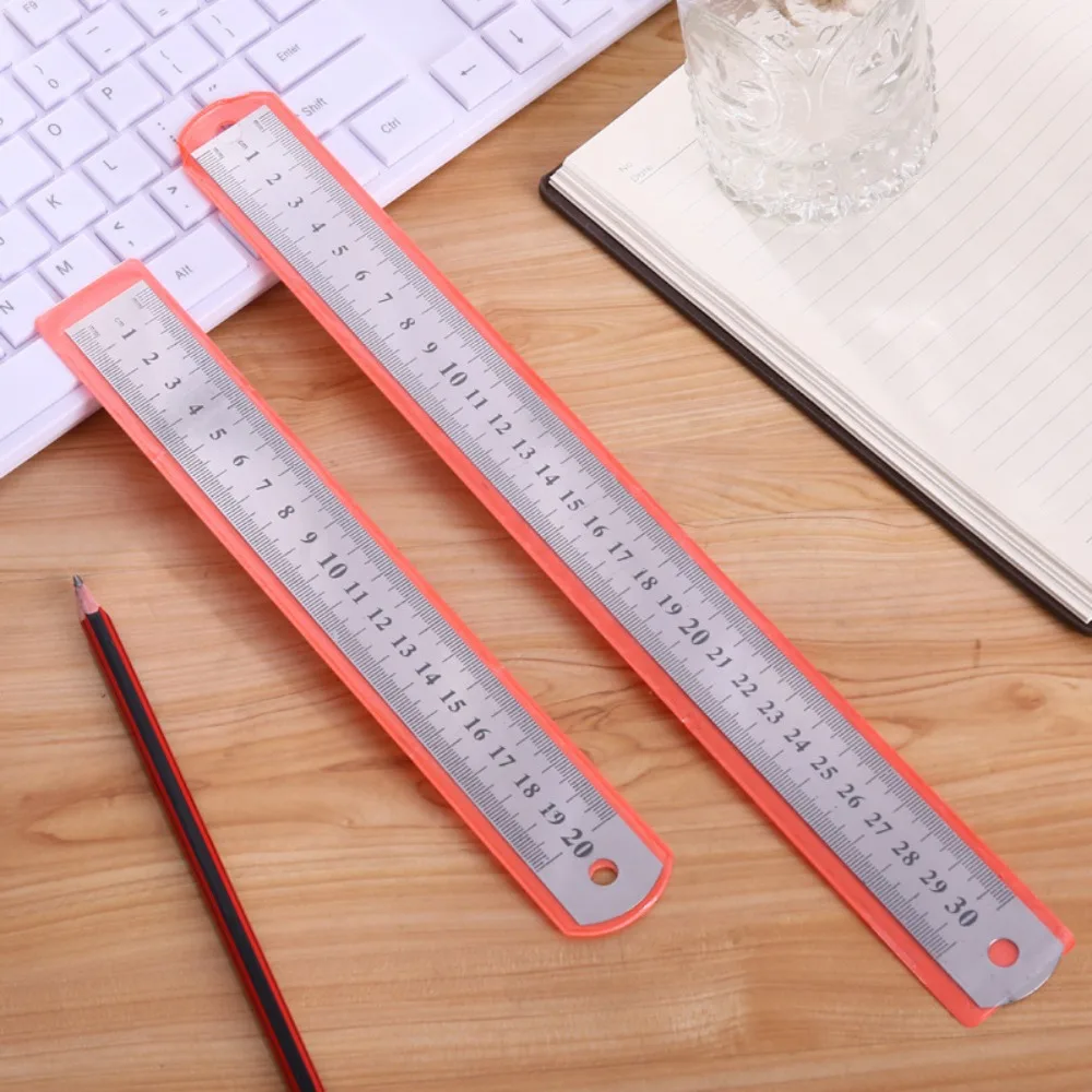 2pcs 15/20/ 30cm Stainless Steel Rulers for Stationery School Office Supplies Measuring Straight Ruler Wholesale