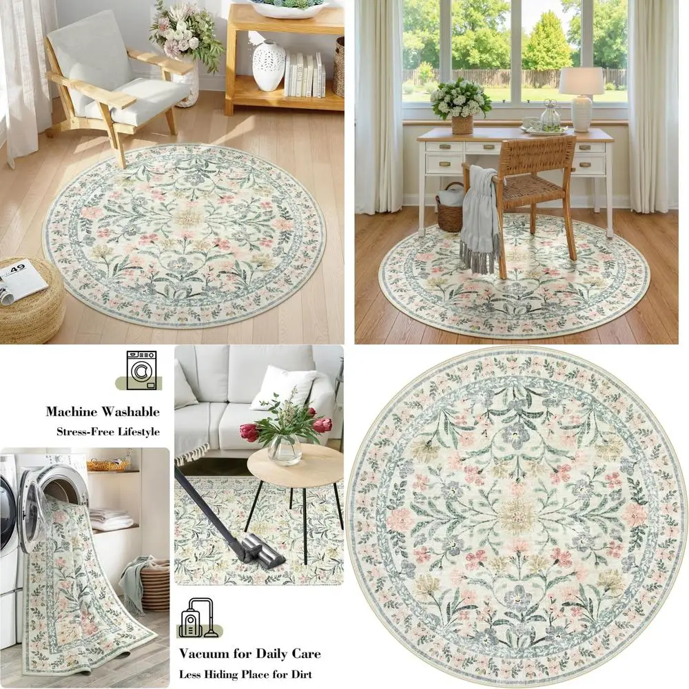 

Ковер в стиле бохо с цветочным принтом длиной 5 футов — мягкий моющийся ковер для спальни, гостиной и общежития