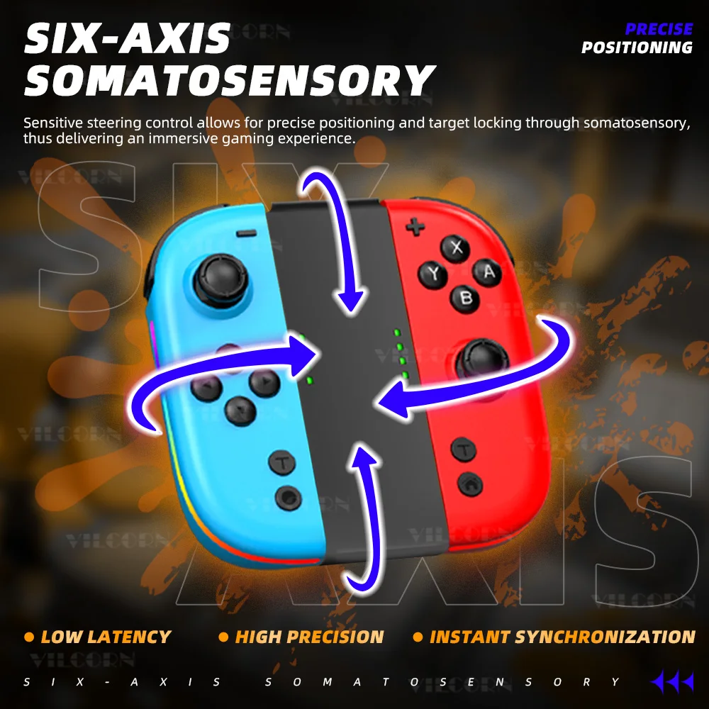 وحدة تحكم الفرح اللاسلكية للتبديل Oled Lite Gamepad Hall Effect عصا التحكم المزدوجة الاهتزاز توربو التحكم عن بعد 6 محور الدوران #3