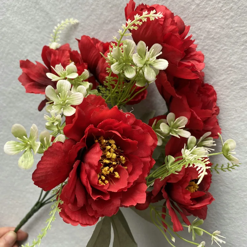 35 cm Künstliche Blumen Seide Pfingstrose Bouquet DIY Hochzeit Hausgarten Dekoration Gefälschte Blumenarrangement Frühling Wohnkultur