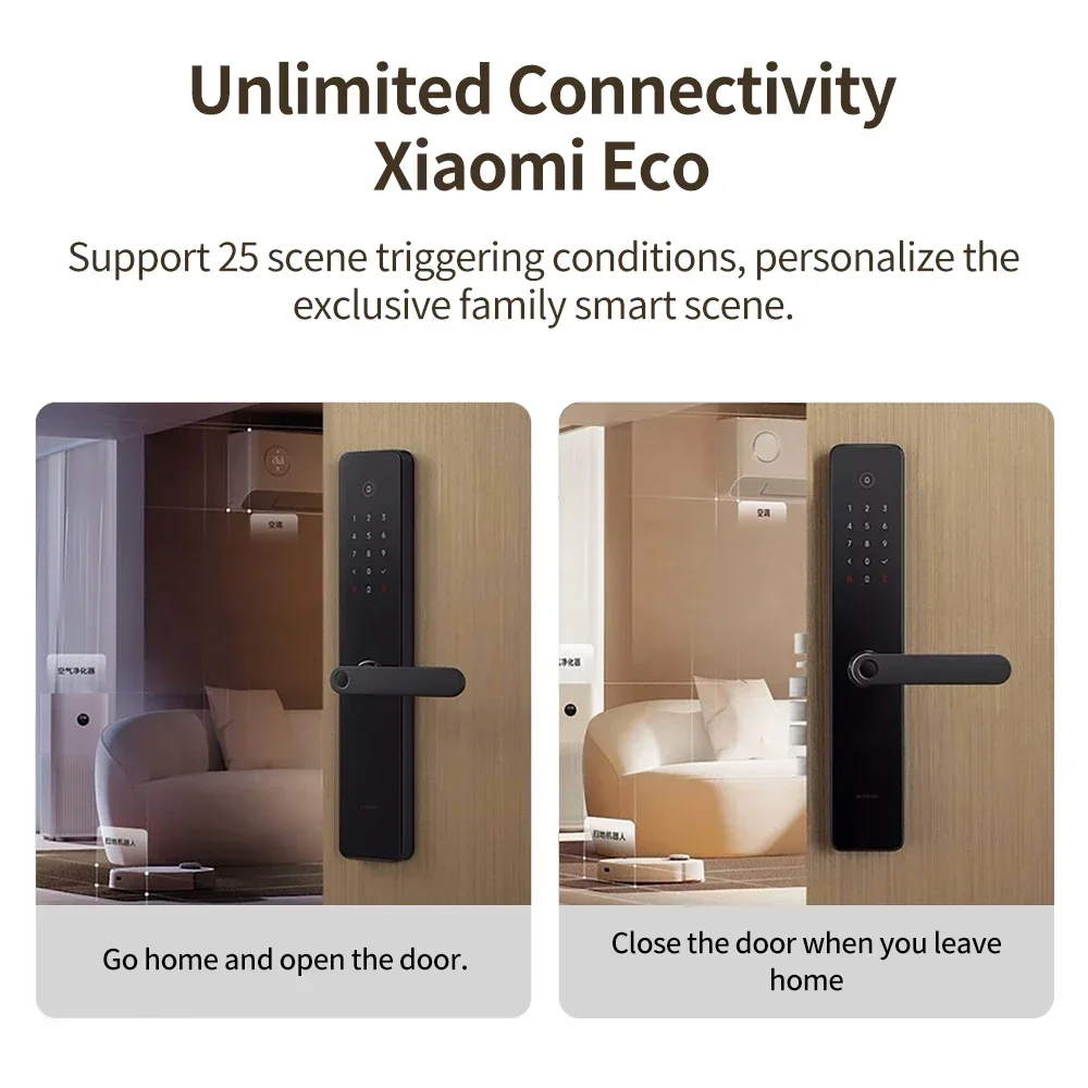 2023 NEW Xiaomi E20 WiFi Smart electronic lock Mijia APP Remote Monitoring Bluetooth 5.3 NFC Fingerprint Unlock Smart Doorbell