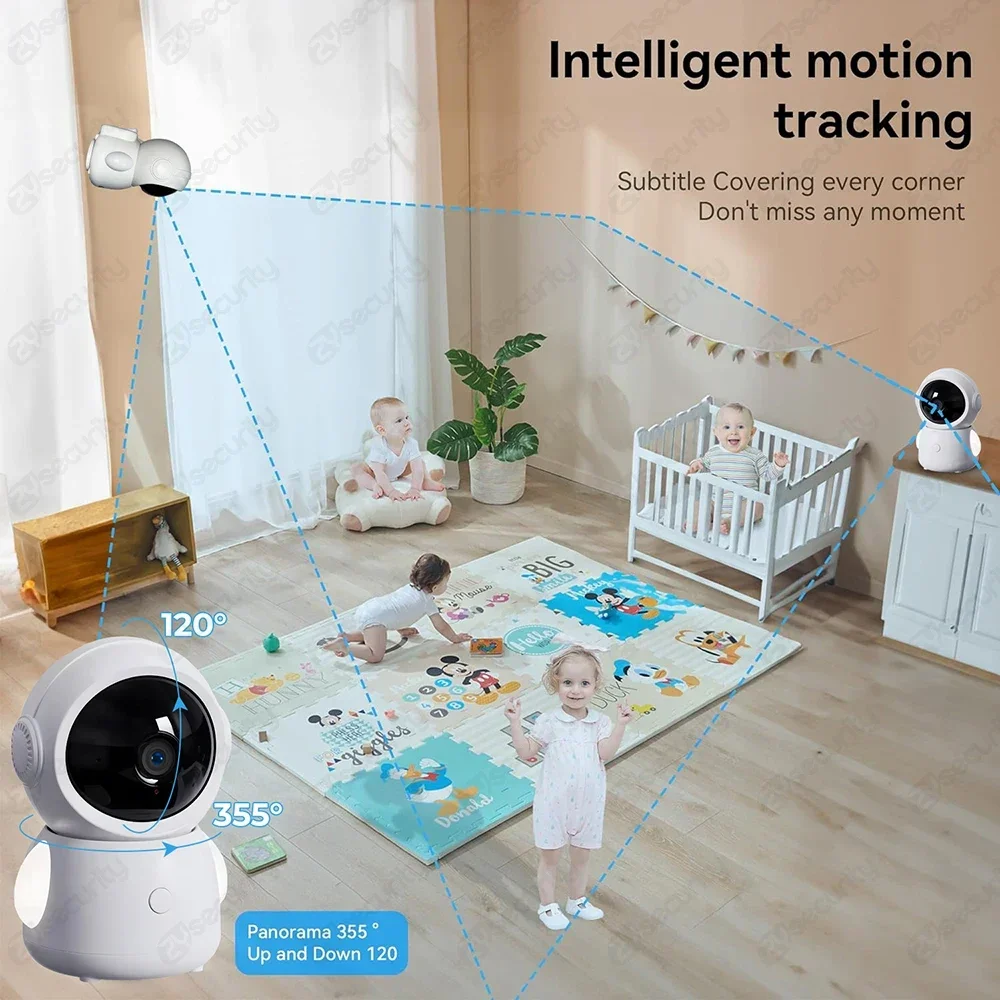 4.3" Split-Screen Baby Monitor with 2 Cameras 2K 3MP Wifi Baby Phone via Smart Phone APP PTZ Baby Camera Video Record & Playback