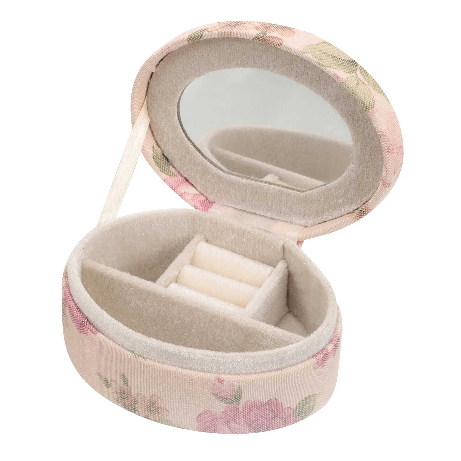 

Compact Portable Jewelry Storage Case Lace Flower Decor Jewelry Box for Rings Necklaces Bracelets Earrings Ear Studs Travel Use