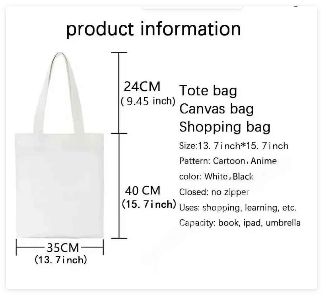 حقيبة قماش متعددة الاستخدامات بنمط عيون كرتونية، حقيبة يد ذات سعة كبيرة للرجال والنساء، "Shh!" حقيبة كتف للاستخدام اليومي #4