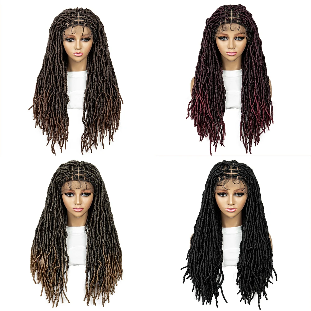 KIMA Braided Dreadlock Wig 9*6 Lace Front Wig Butterfly Locs Synthetic Braided Wigs Square Knotless Wig for African Women