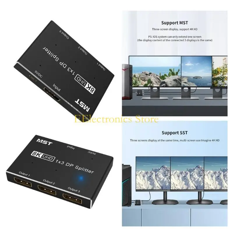 

B03C 8k Splitter 1 in 3 Out 8K@60Hz 4K@6Hz Splitter SST Hub