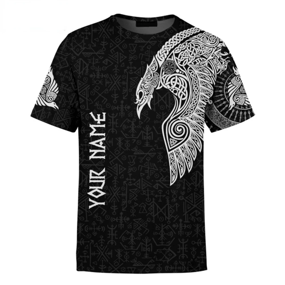 Men\'s Viking Crow Tattoo Fashion Harajuku T-Shirt 3d Printed Short Sleeve Casual Unisex Sportswear Hot Sale