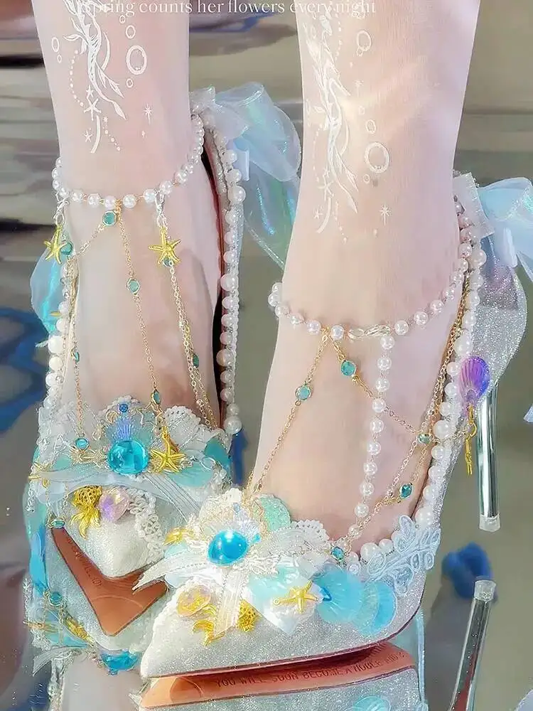 

Love and Deep Space Qi Yuyu Pushing Bodyguard Miss Sea God Bride Mermaid Fine Flash 18 Year Old Adult Ceremony High Heels Luo