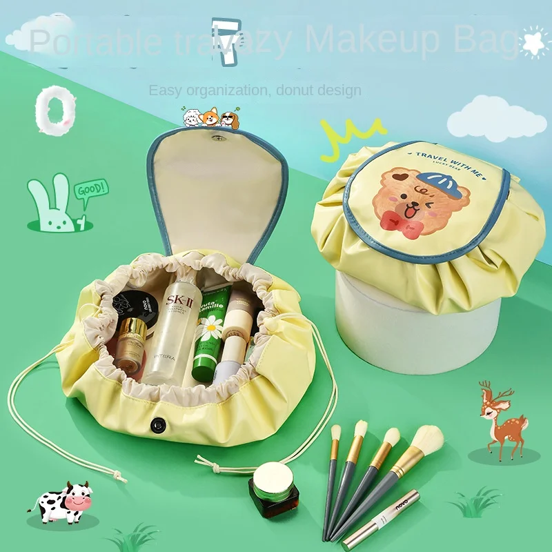 

Cute lazy makeup bag drawstring bag large capacity portable pull rope bag tie mouth skin care product storage bag toilet bag