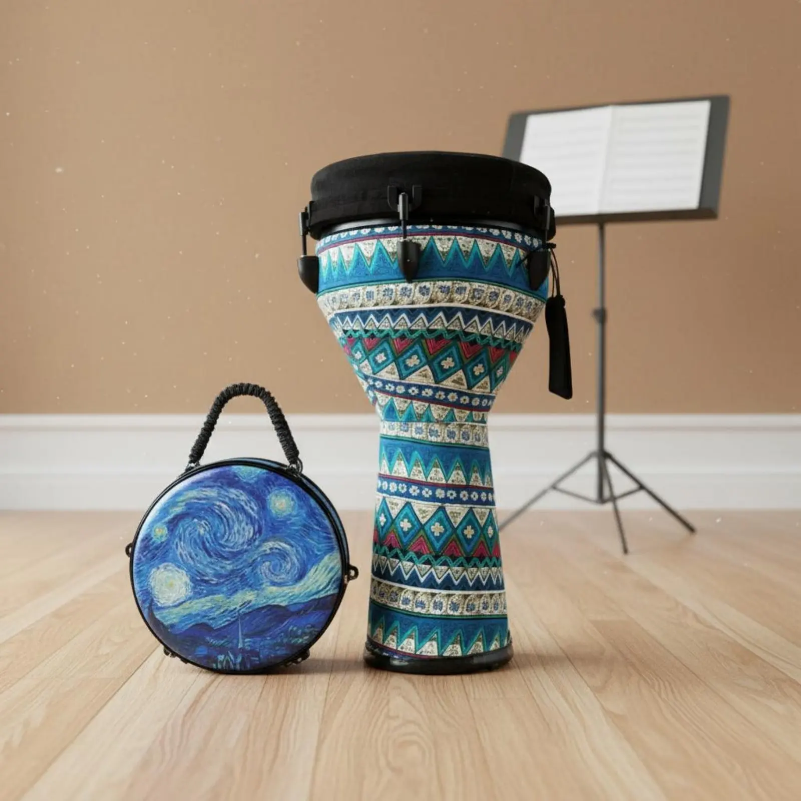 

African Djembe Drum Includes Carry Bag Tunable Djembe Tribal Pattern Hand Drum for Beginners