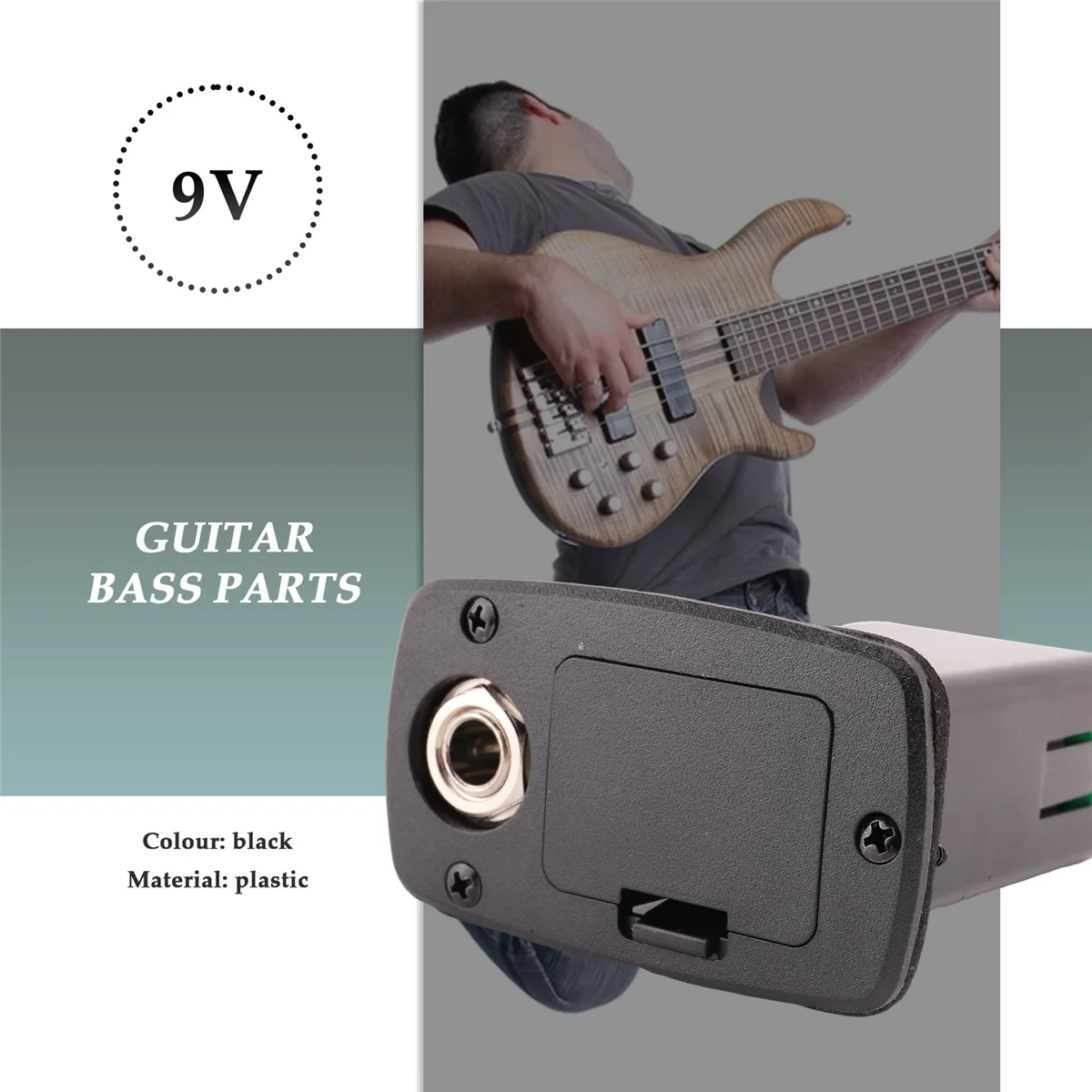 ABS 9V ギターピックアップバッテリーケースボックスエレクトリックアコースティックギターベース収納カバー交換用