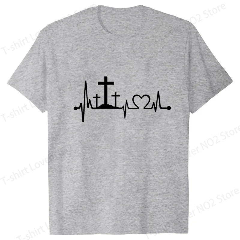 New Heartbeat Jesus Print T-shirt Women's Men's Fashion Casual Summer Cool Shirs Unisex Christianity Short Sleeve Shirts Tees