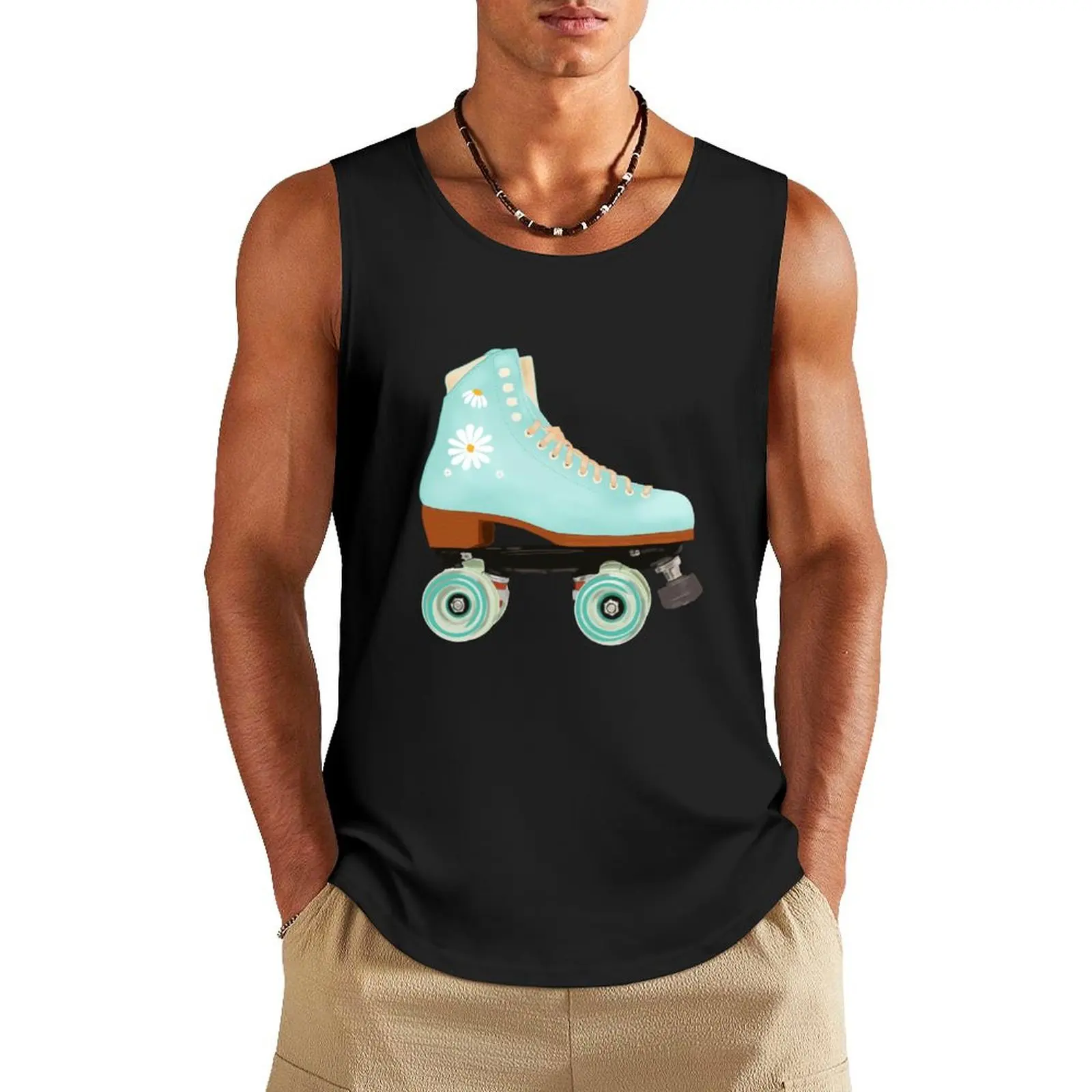 

Retro green pastel roller skate Tank Top Men's clothing Sleeveless top Men's t-shirt