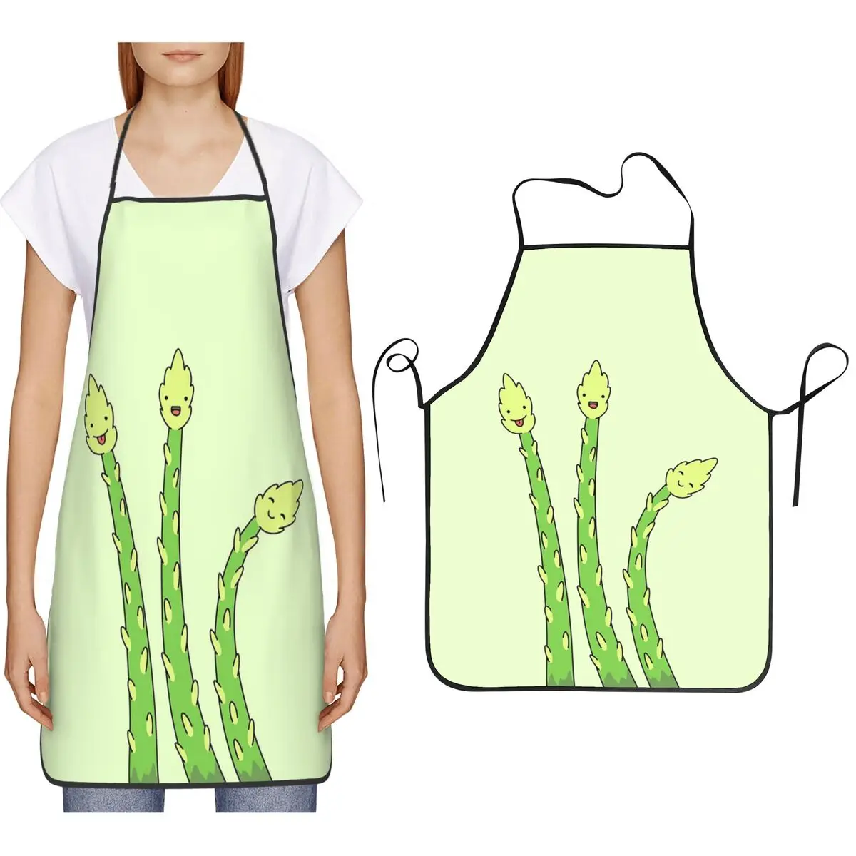 

Трех дружелюбные фартуки со спаржими, фартуки для шеф-повара, приготовления пищи, выпечки, нагрудник без рукавов, кухонный сарафан для чистки для женщин и мужчин, живопись