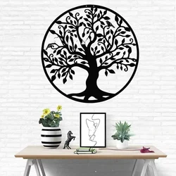 Metal Silhouette Tree of Life Iron Art Hanging Ornaments Home Wall Decoration Painting Bedroom Living Room Bar Hanging Ornaments