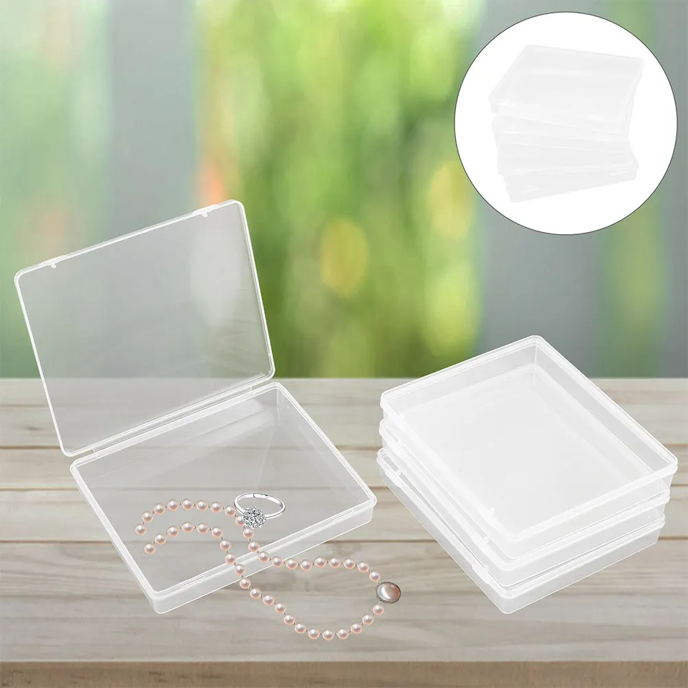10Pcs Rectangular Plastic Storage Box Transparent Lid Card Organizer Container for Playing Cards Small Parts Jewelry Trinket