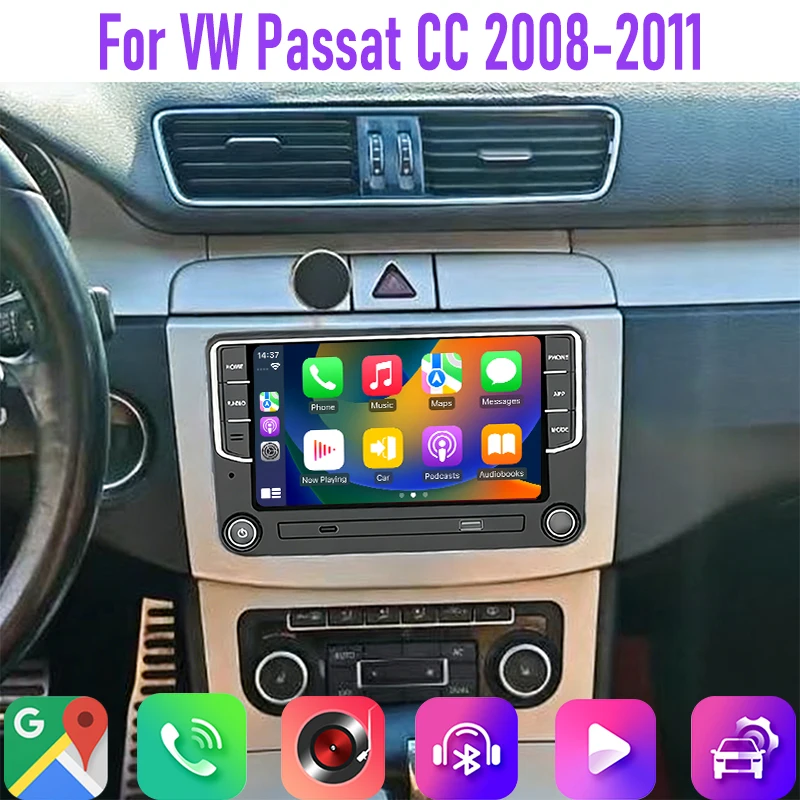 

7" 4GB+64GB For VW Passat CC 2008-11 Car Radio Google Map Head Unit GPS Reversing Image Rear Camera Android 15 Auto